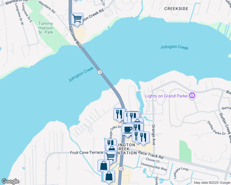 map of restaurants, bars, coffee shops, grocery stores, and more near 20 Fruit Cove Terrace in Fruit Cove