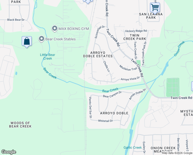 map of restaurants, bars, coffee shops, grocery stores, and more near 12805 Scissortail Drive in Manchaca