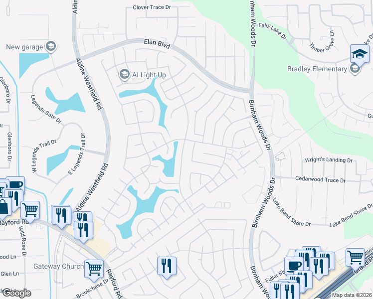 map of restaurants, bars, coffee shops, grocery stores, and more near 30122 Legends Ridge Drive in Spring