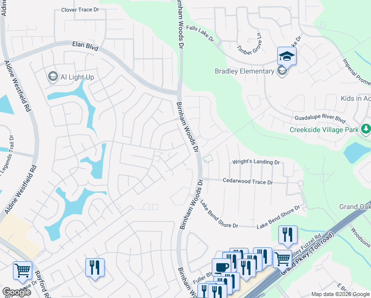 map of restaurants, bars, coffee shops, grocery stores, and more near 29725 Buffalo Canyon Drive in Spring