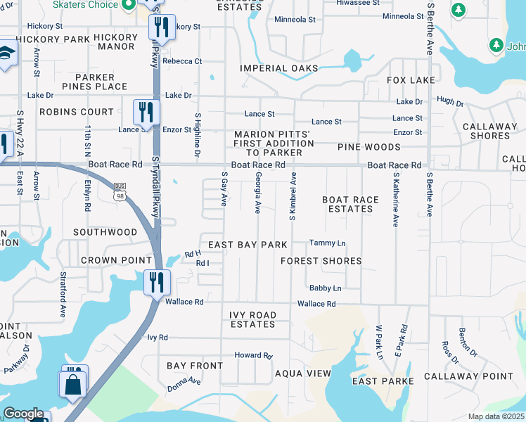 map of restaurants, bars, coffee shops, grocery stores, and more near 1009 Georgia Avenue in Panama City