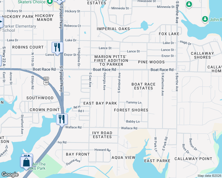 map of restaurants, bars, coffee shops, grocery stores, and more near 1009 Georgia Avenue in Panama City