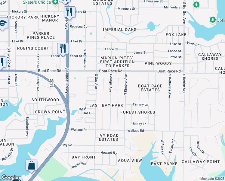 map of restaurants, bars, coffee shops, grocery stores, and more near 1007 Georgia Avenue in Panama City