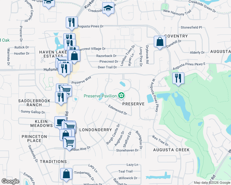 map of restaurants, bars, coffee shops, grocery stores, and more near 8223 Hideaway Lake Circle in Spring