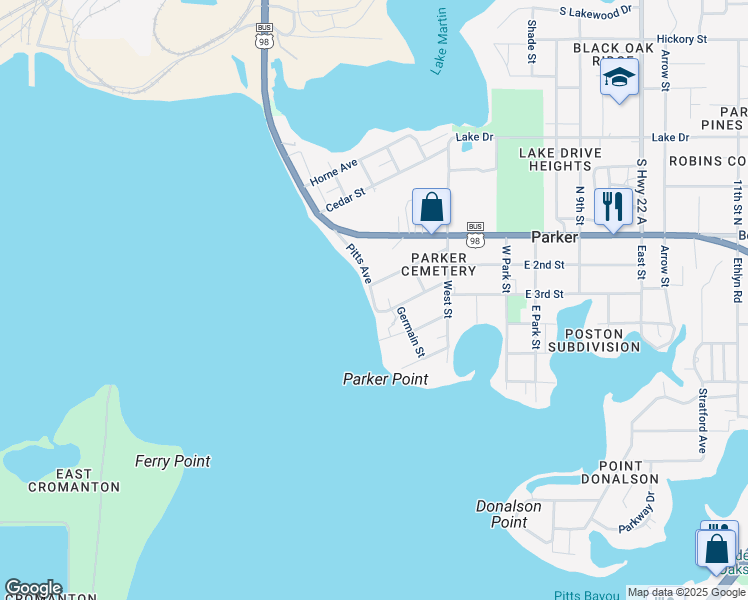 map of restaurants, bars, coffee shops, grocery stores, and more near 1001 Pitts Avenue in Panama City