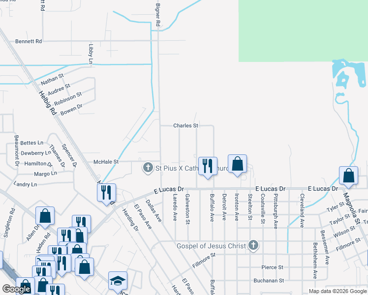 map of restaurants, bars, coffee shops, grocery stores, and more near 5230 Wilshire Street in Beaumont