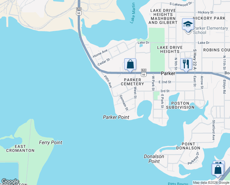map of restaurants, bars, coffee shops, grocery stores, and more near 1015 Pitts Avenue in Panama City