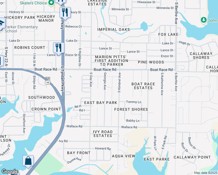 map of restaurants, bars, coffee shops, grocery stores, and more near 1009 Georgia Avenue in Panama City