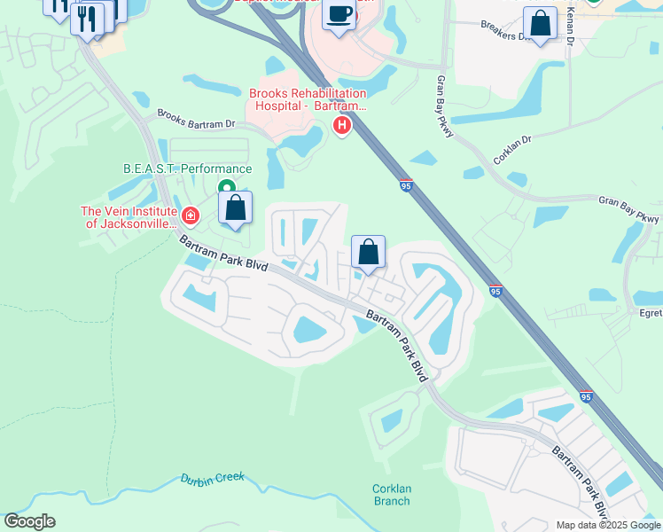 map of restaurants, bars, coffee shops, grocery stores, and more near 13335 Solar Drive in Jacksonville