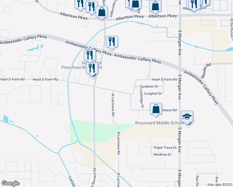map of restaurants, bars, coffee shops, grocery stores, and more near 425 Heart D Farm Road in Youngsville