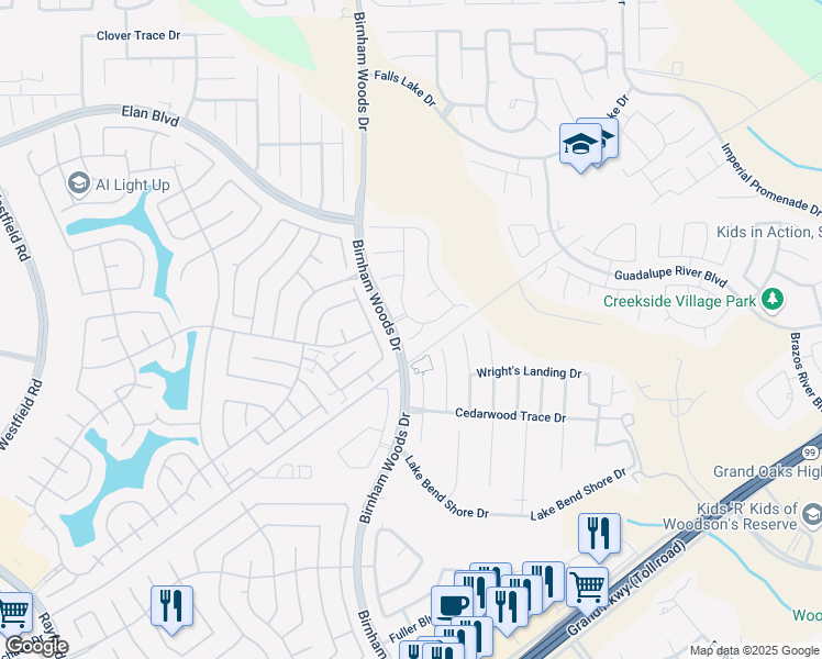 map of restaurants, bars, coffee shops, grocery stores, and more near 3115 Carlisle Meadow CT in Spring