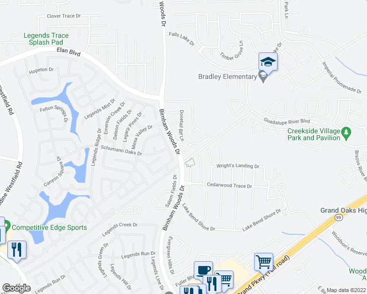 map of restaurants, bars, coffee shops, grocery stores, and more near 3115 Carlisle Meadow CT in Spring