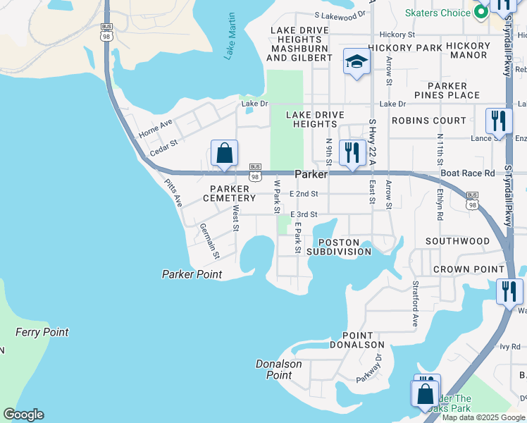 map of restaurants, bars, coffee shops, grocery stores, and more near 4709 East 3rd Street in Panama City