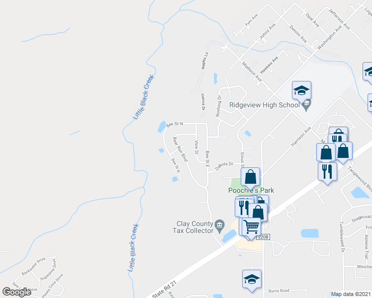 map of restaurants, bars, coffee shops, grocery stores, and more near 3169 Indian Drive in Orange Park