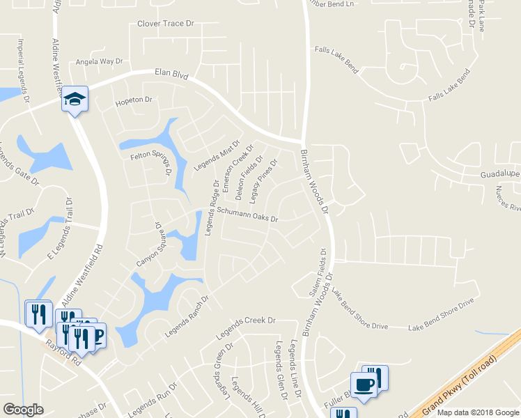 map of restaurants, bars, coffee shops, grocery stores, and more near 30207 Mesa Valley Drive in Spring