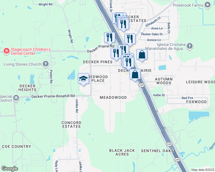 map of restaurants, bars, coffee shops, grocery stores, and more near 32039 S Wiggins St in Magnolia