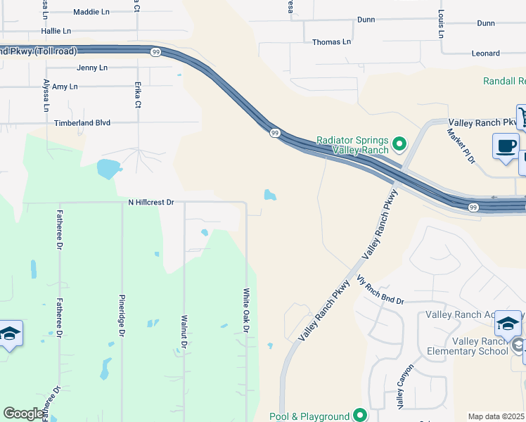 map of restaurants, bars, coffee shops, grocery stores, and more near 21971 White Oak Drive in Porter