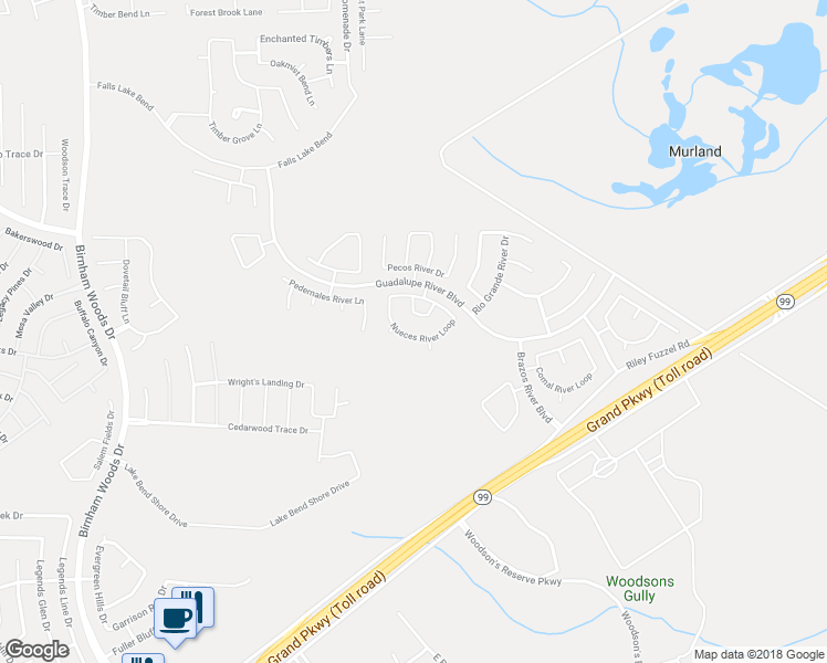 map of restaurants, bars, coffee shops, grocery stores, and more near 4518 Nueces River Loop in Spring