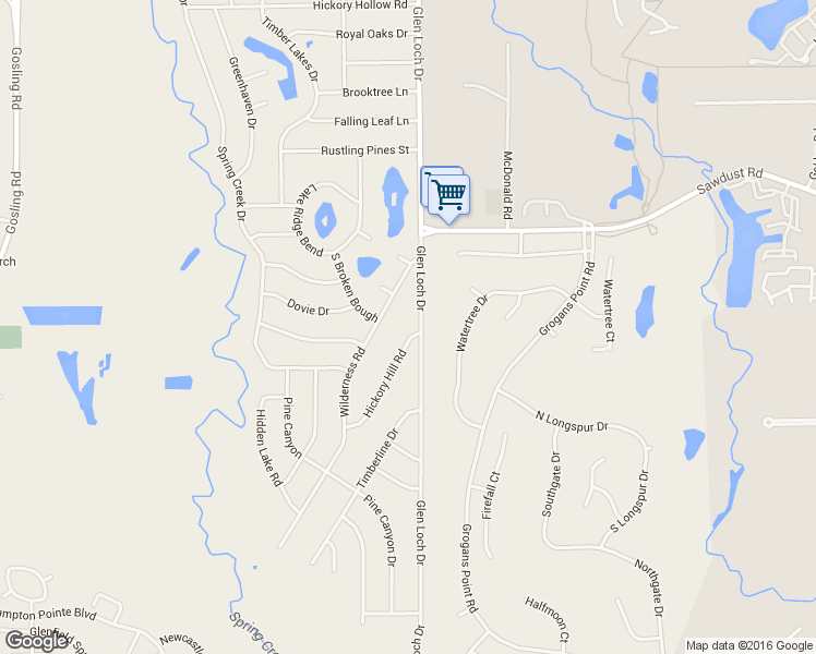 map of restaurants, bars, coffee shops, grocery stores, and more near 24927 Hickory Hill Road in Spring