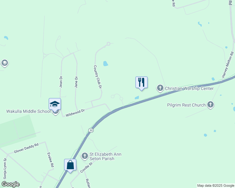 map of restaurants, bars, coffee shops, grocery stores, and more near 59 Fairway Drive in Crawfordville