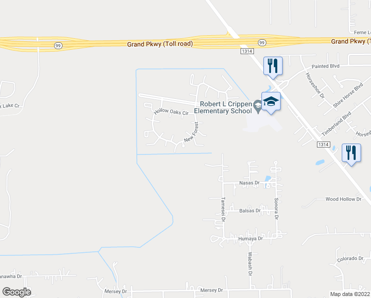 map of restaurants, bars, coffee shops, grocery stores, and more near 22073 Ringwood Court in Porter