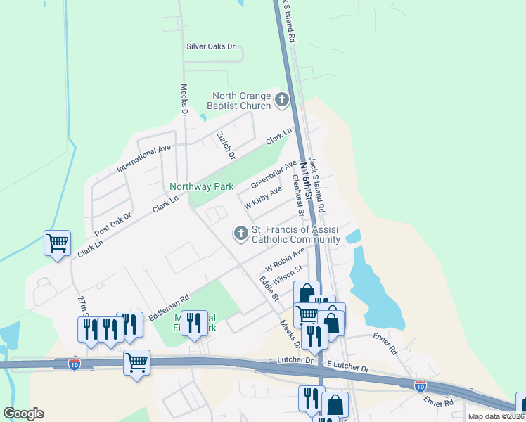 map of restaurants, bars, coffee shops, grocery stores, and more near 1940 West Maple Drive in Orange