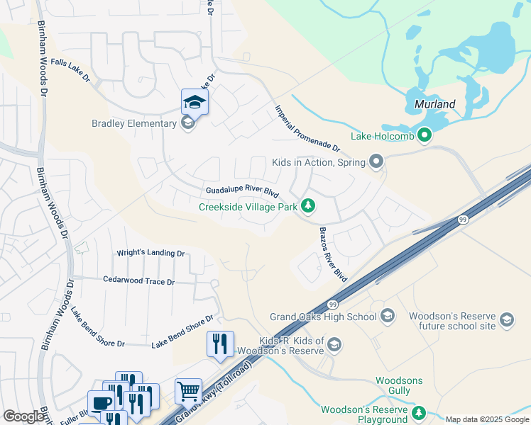 map of restaurants, bars, coffee shops, grocery stores, and more near 28842 Frio River Loop in Spring