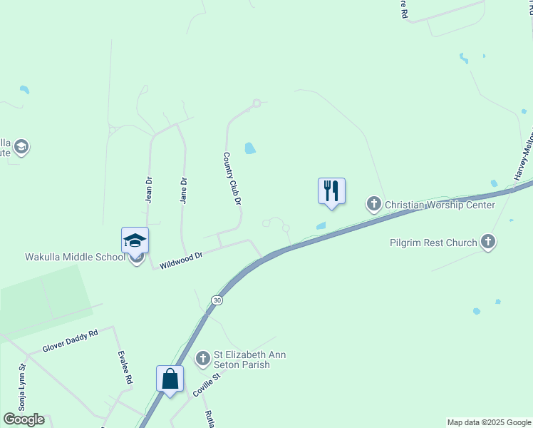 map of restaurants, bars, coffee shops, grocery stores, and more near 55 Fair Way in Crawfordville