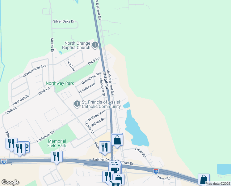 map of restaurants, bars, coffee shops, grocery stores, and more near 4314 Bob Hall Road in Orange