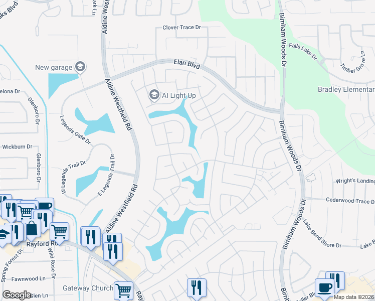 map of restaurants, bars, coffee shops, grocery stores, and more near 3119 Lenora Springs Drive in Spring