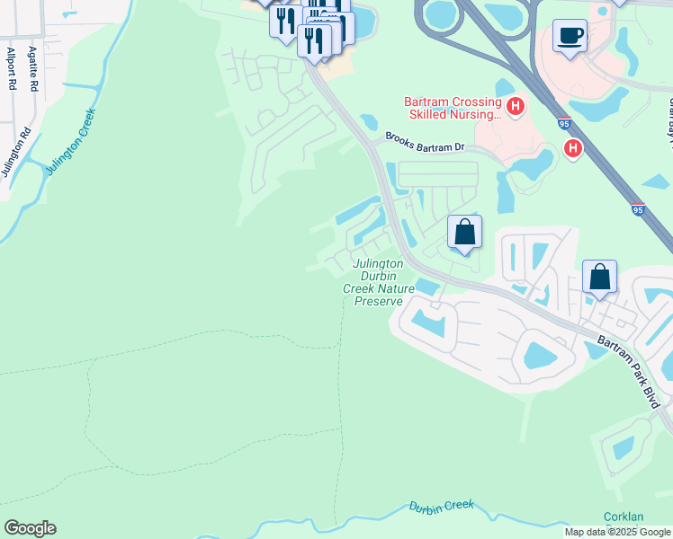 map of restaurants, bars, coffee shops, grocery stores, and more near 13492 Sunstone Street in Jacksonville