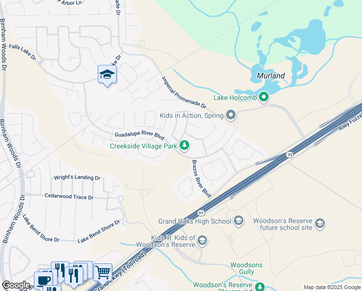 map of restaurants, bars, coffee shops, grocery stores, and more near 28910 Rio Grande River Drive in Spring