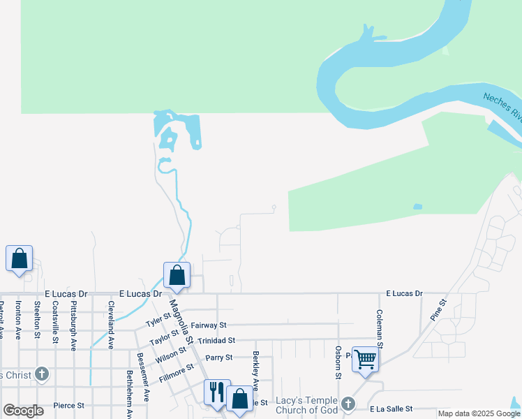 map of restaurants, bars, coffee shops, grocery stores, and more near 1650 East Lucas Drive in Beaumont
