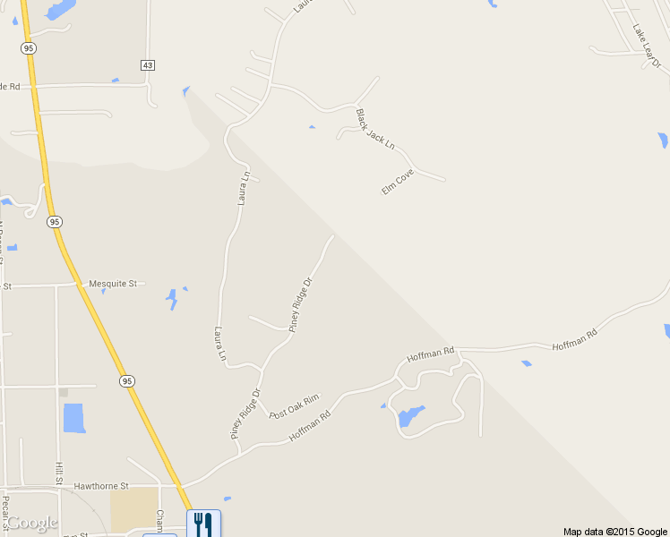 map of restaurants, bars, coffee shops, grocery stores, and more near 225 Piney Ridge Drive in Bastrop