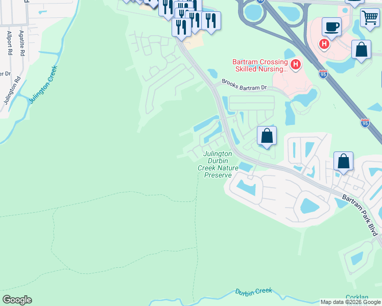map of restaurants, bars, coffee shops, grocery stores, and more near 13478 Sunstone Street in Jacksonville