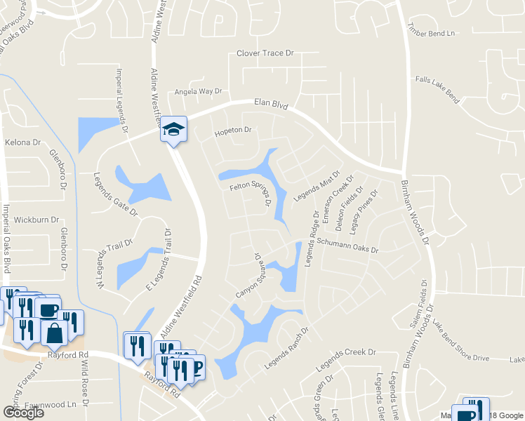 map of restaurants, bars, coffee shops, grocery stores, and more near 3119 Lenora Springs Drive in Spring