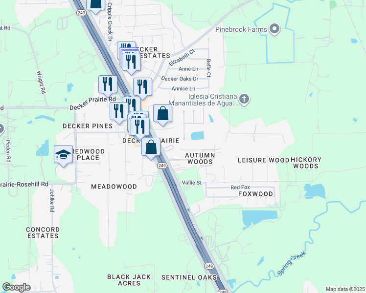 map of restaurants, bars, coffee shops, grocery stores, and more near 28219 Summer Lane in Pinehurst