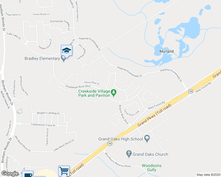 map of restaurants, bars, coffee shops, grocery stores, and more near 28923 Rio Grande River Drive in Spring