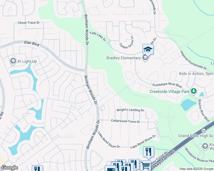 map of restaurants, bars, coffee shops, grocery stores, and more near 29895 Woodsons Edge Way in Spring