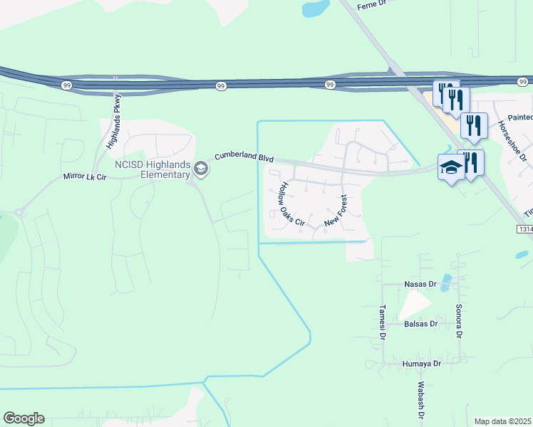 map of restaurants, bars, coffee shops, grocery stores, and more near 18109 Red Pine Court in Porter