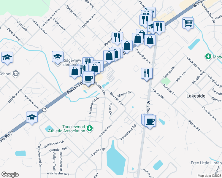 map of restaurants, bars, coffee shops, grocery stores, and more near 2662 Carmel Court in Orange Park