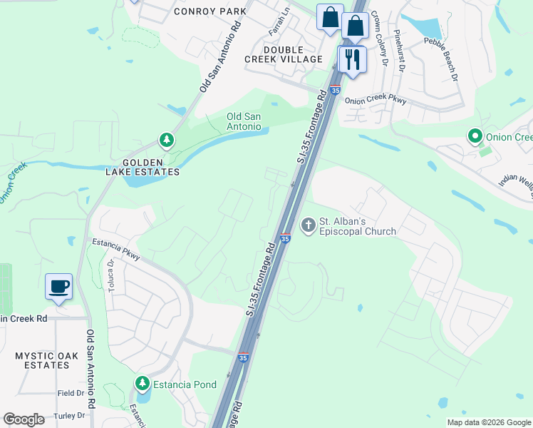 map of restaurants, bars, coffee shops, grocery stores, and more near 12000 South Interstate 35 Frontage Road in Austin