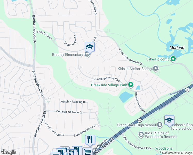 map of restaurants, bars, coffee shops, grocery stores, and more near 4238 Medina River Loop in Spring
