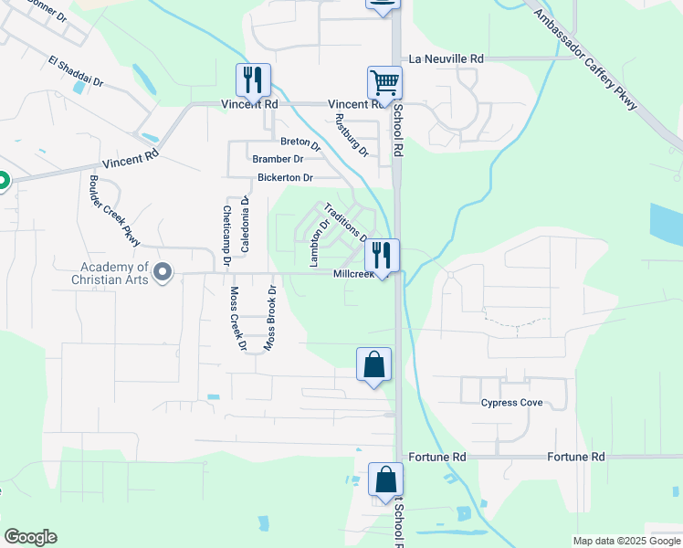 map of restaurants, bars, coffee shops, grocery stores, and more near 131 Millcreek Road in Lafayette