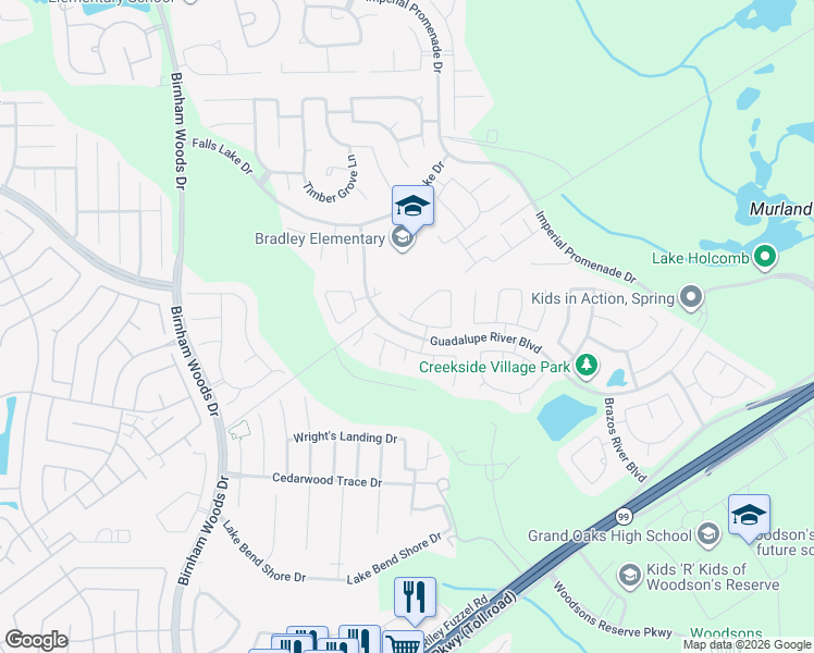 map of restaurants, bars, coffee shops, grocery stores, and more near 4345 Medina River Loop in Spring