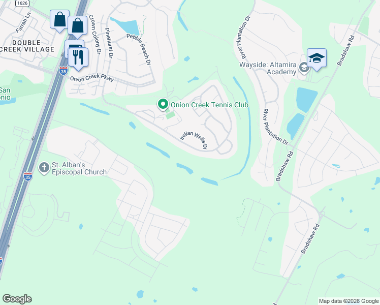 map of restaurants, bars, coffee shops, grocery stores, and more near 11206 Pinehurst Drive in Austin