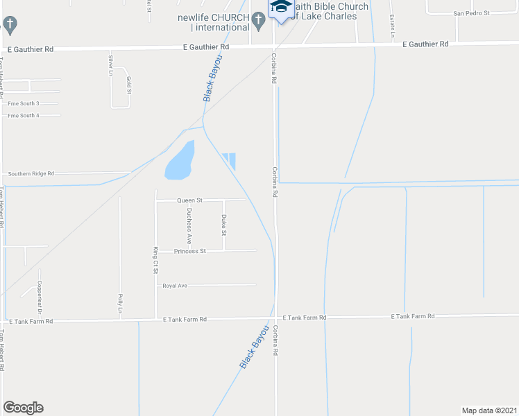 map of restaurants, bars, coffee shops, grocery stores, and more near 7134 Corbina Road in Lake Charles