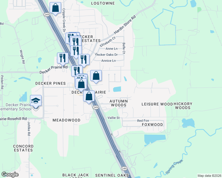 map of restaurants, bars, coffee shops, grocery stores, and more near 32035 Sara Lane in Pinehurst