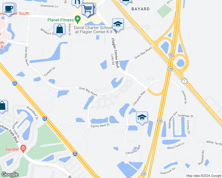 map of restaurants, bars, coffee shops, grocery stores, and more near 13287 Didymus Drive in Jacksonville