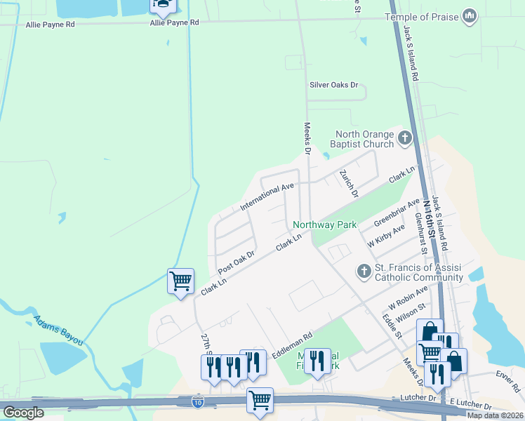 map of restaurants, bars, coffee shops, grocery stores, and more near 2305 International Avenue in Orange